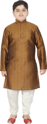 SG YUVRAJ Boys Festive & Party Kurta and Pyjama Set(Brown Pack of 1)