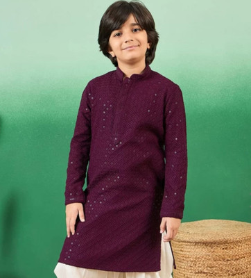 VADLI FASHION Boys Festive & Party Kurta and Pyjama Set(Purple Pack of 1)