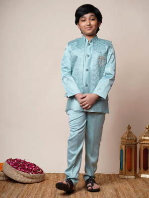 BT DEZINES Boys Festive & Party, Wedding Sherwani and Churidar Set(Blue Pack of 1)