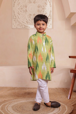 Kannan Baby Boys Festive & Party Kurta and Pyjama Set(Light Green Pack of 1)