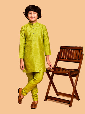 PRINTCULTR Boys Festive & Party Kurta and Pyjama Set(Green Pack of 2)