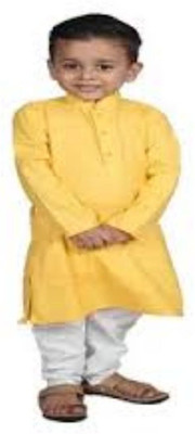 VDC FASHION HUB Baby Boys Festive & Party Kurta and Pyjama Set(Yellow Pack of 1)