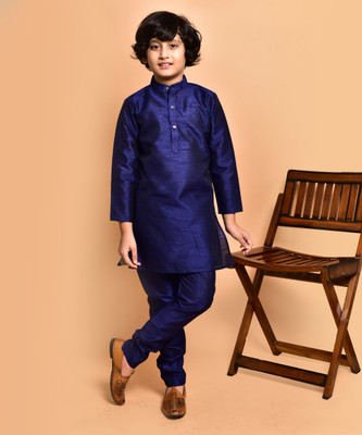 PRINTINIDA Boys Festive & Party Kurta and Trouser Set(Dark Blue Pack of 1)