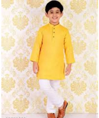 VDC FASHION TREND Baby Boys Festive & Party Kurta and Pyjama Set(Yellow Pack of 1)