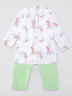NautiNati Boys Festive & Party Kurta and Pyjama Set(White Pack of 1)