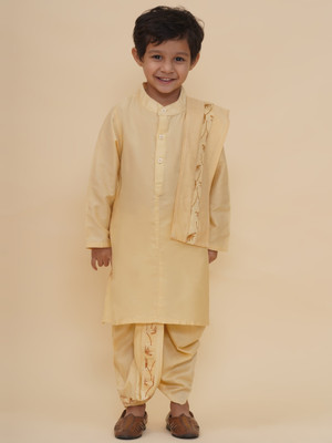 Sethukrishna Boys Festive & Party Kurta and Dhoti Pant Set(Beige Pack of 1)