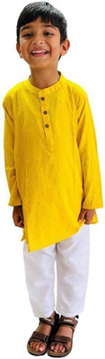 MAITREYO Baby Boys Festive & Party Kurta and Pyjama Set(Yellow Pack of 1)