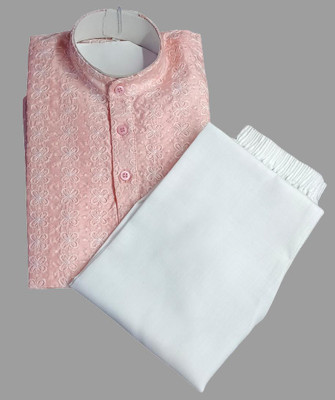 Qitty Boys Festive & Party, Wedding Kurta and Pyjama Set(Pink Pack of 1)