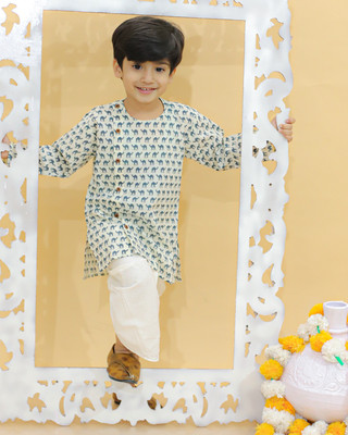 MoMaa Baby Boys Festive & Party Dhoti & Kurta Set(Multicolor Pack of 1)