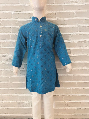 Chawla jee traders Boys Festive & Party, Wedding Kurta and Trouser Set(Dark Blue Pack of 1)