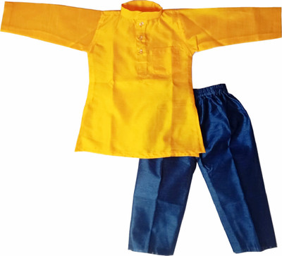harshvardhanmart Boys Festive & Party Kurta and Pyjama Set(Gold Pack of 1)