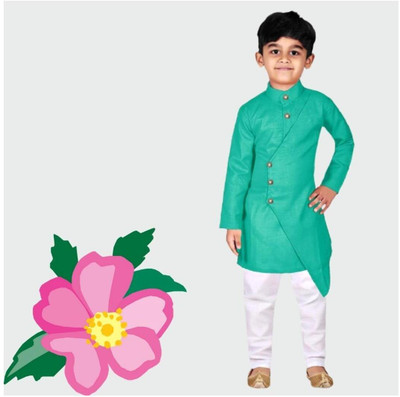 VC FASHION HUB Baby Boys Festive & Party Kurta and Pyjama Set(Green Pack of 1)