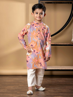 Readiprint Boys Festive & Party Kurta and Pyjama Set(Brown Pack of 1)