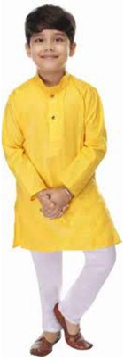 VDC FASHION HUB Baby Boys Festive & Party Kurta and Pyjama Set(Yellow Pack of 1)