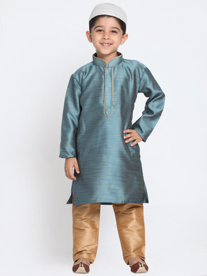VASTRAMAY Boys Festive & Party Kurta and Pyjama Set(Blue Pack of 1)