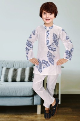 Rania Dresses Baby Boys Casual Kurta and Pyjama Set(Blue Pack of 1)