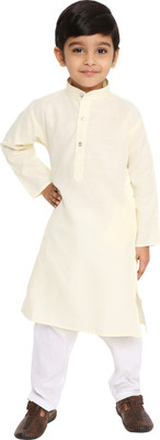 MAHARAJA Boys Festive & Party Kurta and Pyjama Set(Yellow Pack of 1)