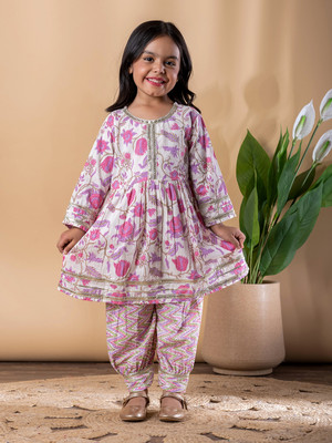 Readiprint Girls Festive & Party Kurta and Sharara Set(Purple Pack of 1)