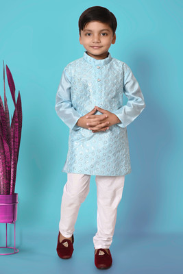 SASTREY TREND Boys Festive & Party, Wedding Kurta and Dhoti Pant Set(Blue Pack of 1)
