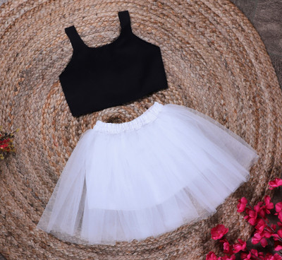 Anneca Baby Girls Festive & Party, Wedding Top and Skirt Set(Black Pack of 1)