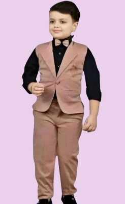 NVH Boys Festive & Party, Wedding Shirt, Waistcoat and Pant Set(Pink Pack of 1)