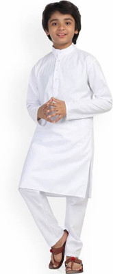 HRR Boys Festive & Party Kurta and Pyjama Set(White Pack of 1)