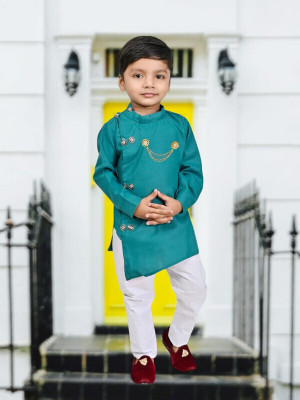 stylelife Boys Festive & Party Kurta and Pyjama Set(Dark Green Pack of 1)