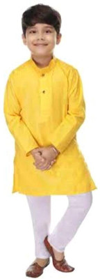VC FASHION HUB Baby Boys Festive & Party Kurta and Pyjama Set(Yellow Pack of 1)