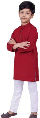 VC FASHION TREND Baby Boys Festive & Party Kurta and Pyjama Set(Maroon Pack of 1)