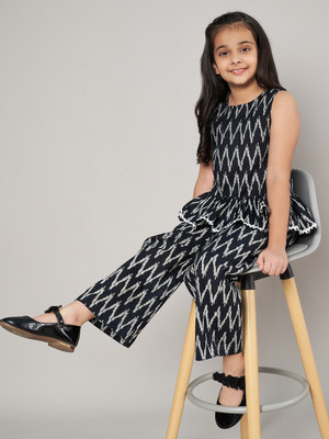 FABRIC FITOOR Girls Casual Kurta and Palazzo Set(Black Pack of 1)