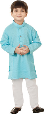 LABELZERO Boys Festive & Party Kurta and Pyjama Set(Blue Pack of 1)