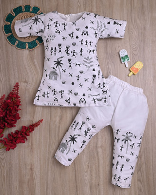 Rkdress Girls Festive & Party Kurta and Pyjama Set(White Pack of 1)