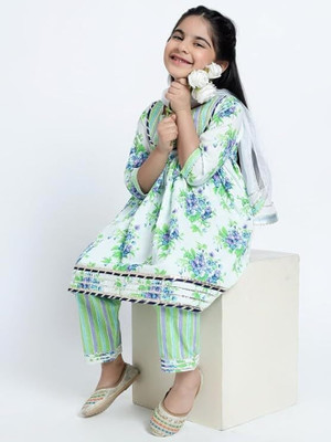 ANNA Baby Girls Wedding Kurta and Palazzo Set(Light Green Pack of 1)