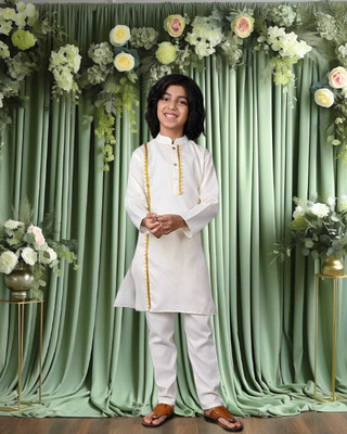 MUSTAKIN CREATION Baby Boys Festive & Party Kurta and Pyjama Set(White Pack of 1)