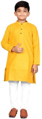 VC FASHION TREND Baby Boys Festive & Party Kurta and Pyjama Set(Yellow Pack of 1)