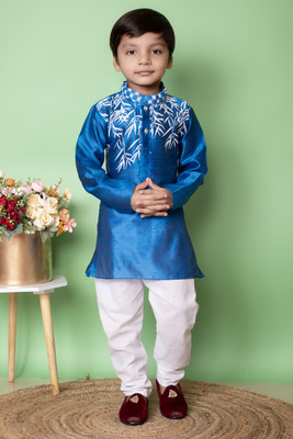 AsSahanaraDresses Boys Festive & Party Kurta and Pyjama Set(Blue Pack of 1)