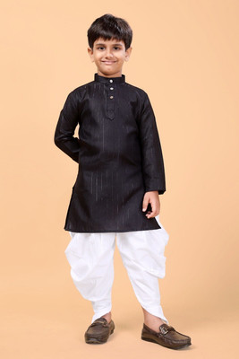SHREEJI ENTERPRISE Boys Festive & Party Dhoti & Kurta Set(Black Pack of 1)