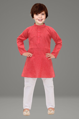 INGEEL CREATION Boys Festive & Party Kurta and Pyjama Set(Red Pack of 1)
