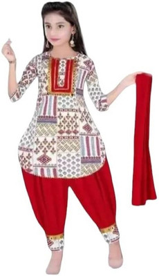 Raniomatic Baby Girls Festive & Party Dhoti & Kurta Set(Red Pack of 1)