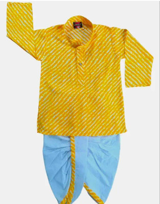 PARROT COLLECTION Baby Boys Casual Kurta and Pyjama Set(Yellow Pack of 1)