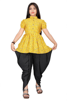 LIZUL Girls Festive & Party Kurta and Dhoti Pant Set(Light Blue Pack of 1)