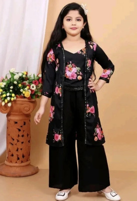 SAHARAFASHION Girls Casual Kurta and Dhoti Pant Set(Black Pack of 3)
