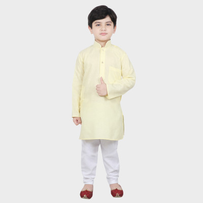 SG YUVRAJ Boys Festive & Party Kurta and Pyjama Set(Yellow Pack of 1)