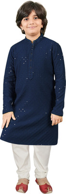 SG YUVRAJ Boys Festive & Party Kurta and Pyjama Set(Blue Pack of 1)