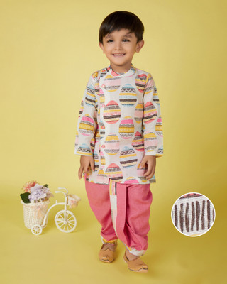 Tasrika Boys Festive & Party Dhoti & Kurta Set(Pink Pack of 2)