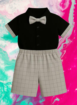 JANNIFASHION Baby Boys Casual, Festive & Party, Formal, Wedding Shirt & Waistcoat Set(Black Pack of 1)