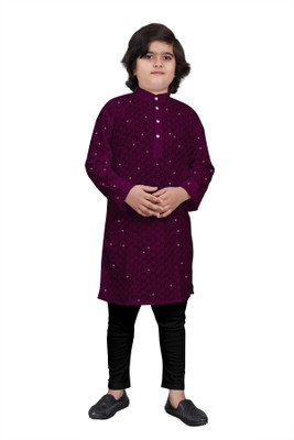 click n buy Boys Festive & Party Kurta and Pyjama Set(Purple Pack of 1)