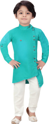 FASHION GRAB Boys Festive & Party Kurta and Pyjama Set(Light Green Pack of 2)
