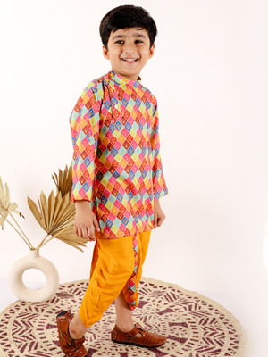 Superminis Boys Festive & Party Dhoti & Kurta Set(Multicolor Pack of 1)