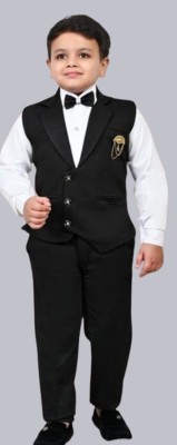 NVH Boys Festive & Party, Wedding Shirt, Waistcoat and Pant Set(Black Pack of 1)